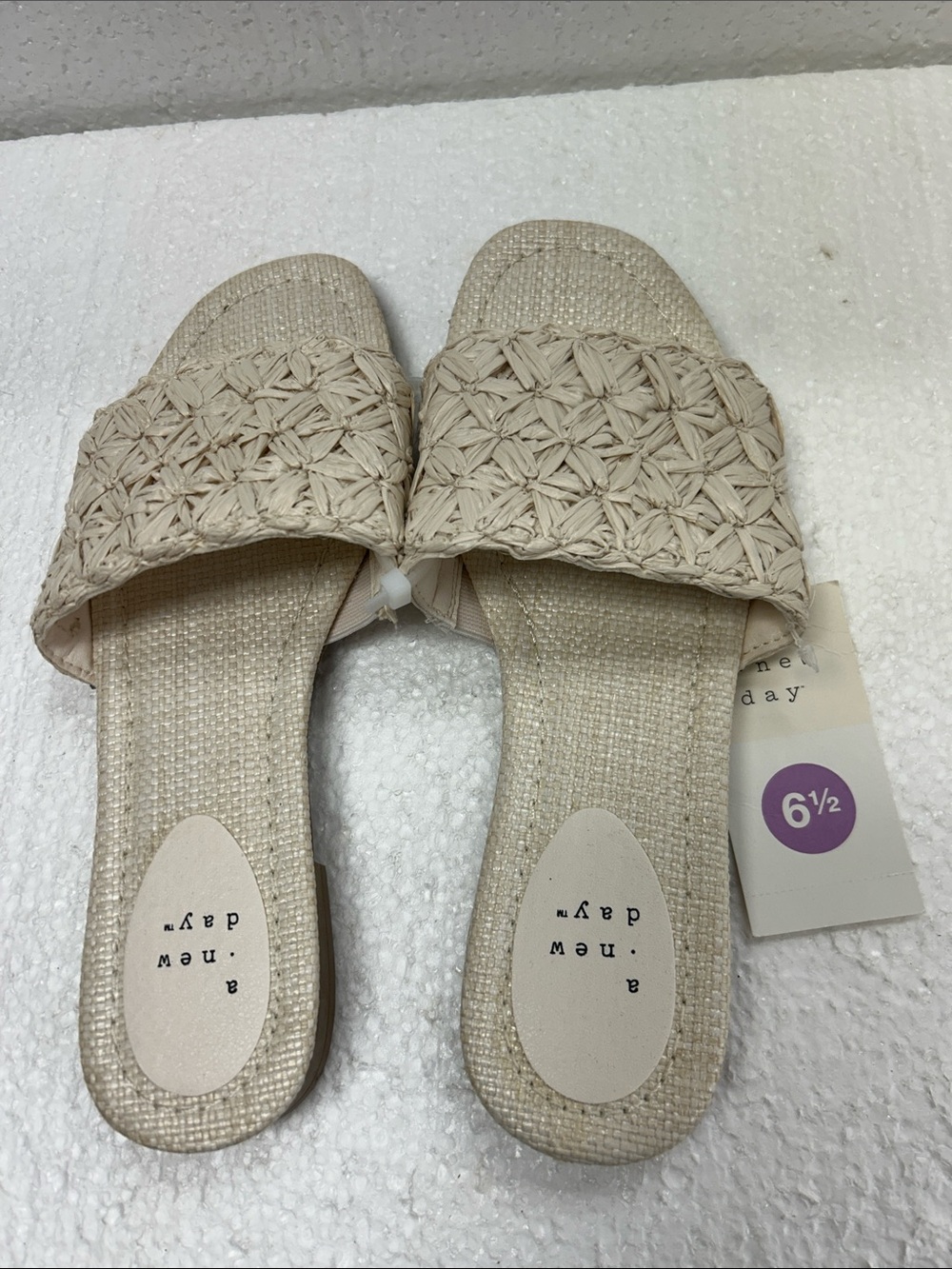 a new day Beige Woven Slide Mules